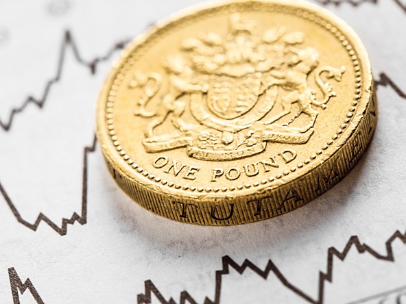 Pound with financial statistics 